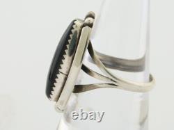 Bague faite à la main Navajo en argent 925 avec onyx noir, artiste amérindien des années 80