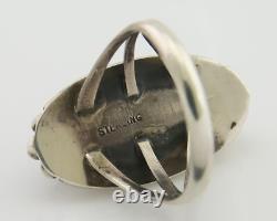 Bague faite à la main Navajo en argent 925 avec onyx noir, artiste amérindien des années 80