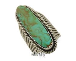 Bague faite à la main Navajo en argent sterling 925 avec turquoise naturelle, artiste autochtone, années 80.