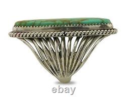 Bague faite à la main Navajo en argent sterling 925 avec turquoise naturelle, artiste autochtone, années 80.
