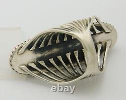 Bague faite à la main Navajo en argent sterling 925 avec turquoise naturelle, artiste autochtone, années 80.