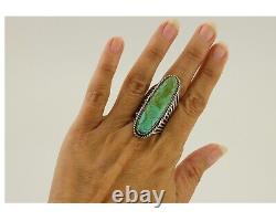 Bague faite à la main Navajo en argent sterling 925 avec turquoise naturelle, artiste autochtone, années 80.