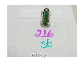 Bague faite à la main Navajo en argent sterling 925 avec turquoise naturelle, artiste autochtone, années 80.