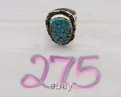 Bague faite à la main en argent 925 avec turquoise en toile d'araignée, artiste amérindien Navajo C. années 80