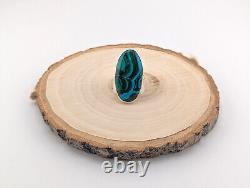 Bague ovale en malachite chrysocolle Navajo en argent sterling, amérindienne, taille 6,75 US