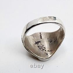 Bague pour homme en argent sterling incrustée de plusieurs pierres incrustées de Navajo Taille 11,5 Native American NOS