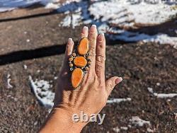 Bague vintage en argent sterling Navajo NA Native American taille 6,5 coquille d'huître épineuse
