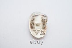 Bague vintage en argent sterling Navajo amérindien avec opale, lune et étoile en taille 6