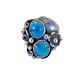 Bague Vintage En Argent Sterling Et Turquoise Des Amérindiens Navajo Signée F Taille 8.5