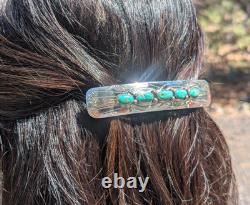 Barrette en turquoise verte Navajo 5 pierres accessoire amérindien