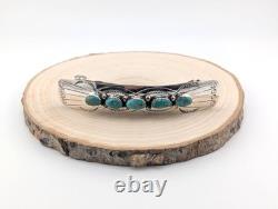 Barrette en turquoise verte Navajo 5 pierres accessoire amérindien