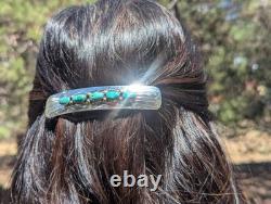 Barrette en turquoise verte Navajo 5 pierres accessoire amérindien