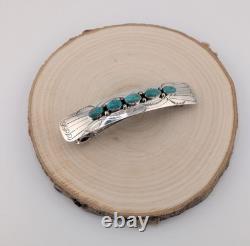 Barrette en turquoise verte Navajo 5 pierres accessoire amérindien