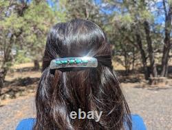 Barrette en turquoise verte Navajo 5 pierres accessoire amérindien