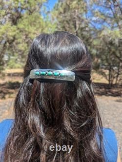 Barrette en turquoise verte Navajo 5 pierres accessoire amérindien
