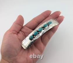 Barrette en turquoise verte Navajo 5 pierres accessoire amérindien