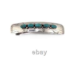 Barrette en turquoise verte Navajo 5 pierres accessoire amérindien
