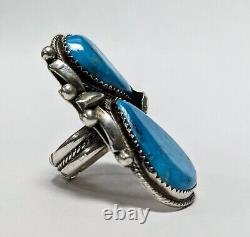 Belle bague en argent sterling avec 2 pierres de turquoise Navajo taille 6,5