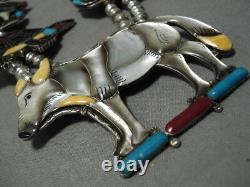 Best Vintage Navajo Zuni Turquoise Inlay Sterling Silver Squash Collier Blossom
