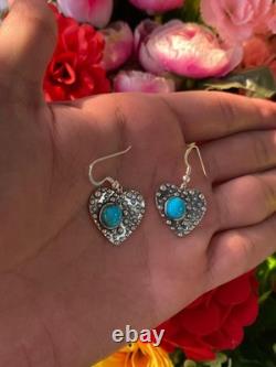 Bijou d’oreille en argent sterling et turquoise Navajo amérindien