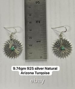 Bijou de boucle d’oreille en argent sterling avec turquoise Navajo amérindienne