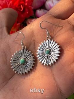 Bijou de boucle d’oreille en argent sterling avec turquoise Navajo amérindienne