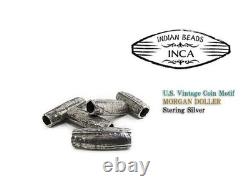 Bijou vintage fait main en argent Morgan, perles d'Inca et des Amérindiens Navajos
