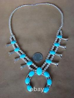 Bijoux Amérindiens Argent Sterling Turquoise Squash Collier Blossom