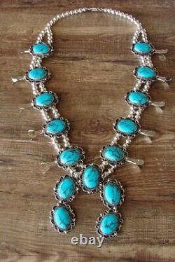 Bijoux Navajo Collier De Squash Turquoise Blossom Par Jackie Cleveland