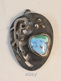 Bijoux vintage amérindien Navajo en argent sterling, pendentif fait main