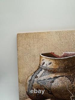 Bobby Johnson Amérindien Navajo Peinture de Sable Signée du Pot Brisé