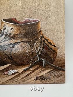 Bobby Johnson Amérindien Navajo Peinture de Sable Signée du Pot Brisé