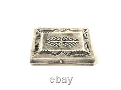 Boîte à pilules Navajo vintage estampillée en argent sterling 925 faite main par un Amérindien natif