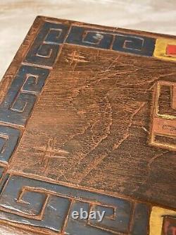 Boîte de rangement en bois pour bijoux amérindiens avec logo swastika navajo 11,5L x 7,5P x 7H