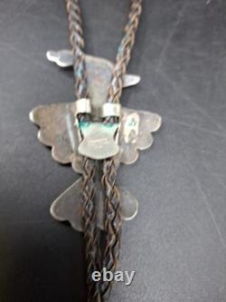 Bolo tie en argent sterling Navajo Bennett Thunderbird amérindien multi-gemme