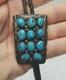 Bolo Vintage Signé Navajo En Argent Sterling (s) Avec 11 Pierres De Turquoise