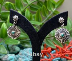 Boucle d’oreille en argent sterling turquoise amérindienne Navajo