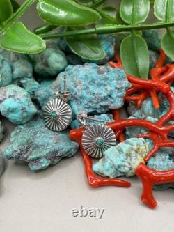 Boucle d’oreille en argent sterling turquoise amérindienne Navajo