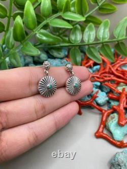 Boucle d’oreille en argent sterling turquoise amérindienne Navajo