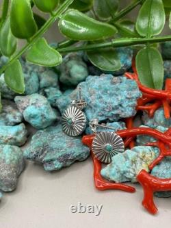 Boucle d’oreille en argent sterling turquoise amérindienne Navajo