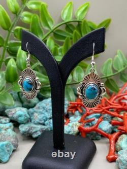 Boucle d'oreille en argent sterling turquoise navajo amérindien