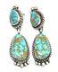 Boucle D'oreille Pendante En Argent Sterling Américain Natif Navajo Fait Main Avec Turquoise Naturelle