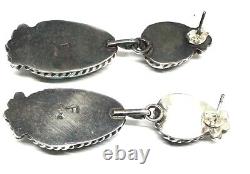 Boucle d'oreille pendante en argent sterling américain natif Navajo fait main avec turquoise naturelle