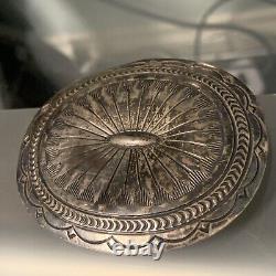 Boucle de ceinture concho en argent sterling martelé des Amérindiens Navajo du Sud-Ouest