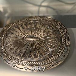 Boucle de ceinture concho en argent sterling martelé des Amérindiens Navajo du Sud-Ouest