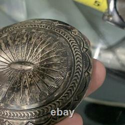 Boucle de ceinture concho en argent sterling martelé des Amérindiens Navajo du Sud-Ouest