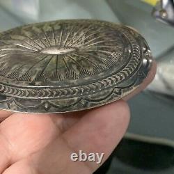 Boucle de ceinture concho en argent sterling martelé des Amérindiens Navajo du Sud-Ouest