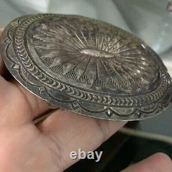 Boucle de ceinture concho en argent sterling martelé des Amérindiens Navajo du Sud-Ouest