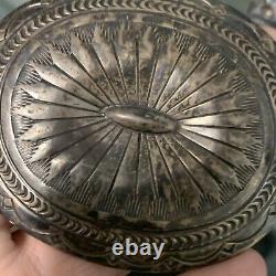 Boucle de ceinture concho en argent sterling martelé des Amérindiens Navajo du Sud-Ouest