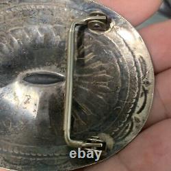 Boucle de ceinture concho en argent sterling martelé des Amérindiens Navajo du Sud-Ouest